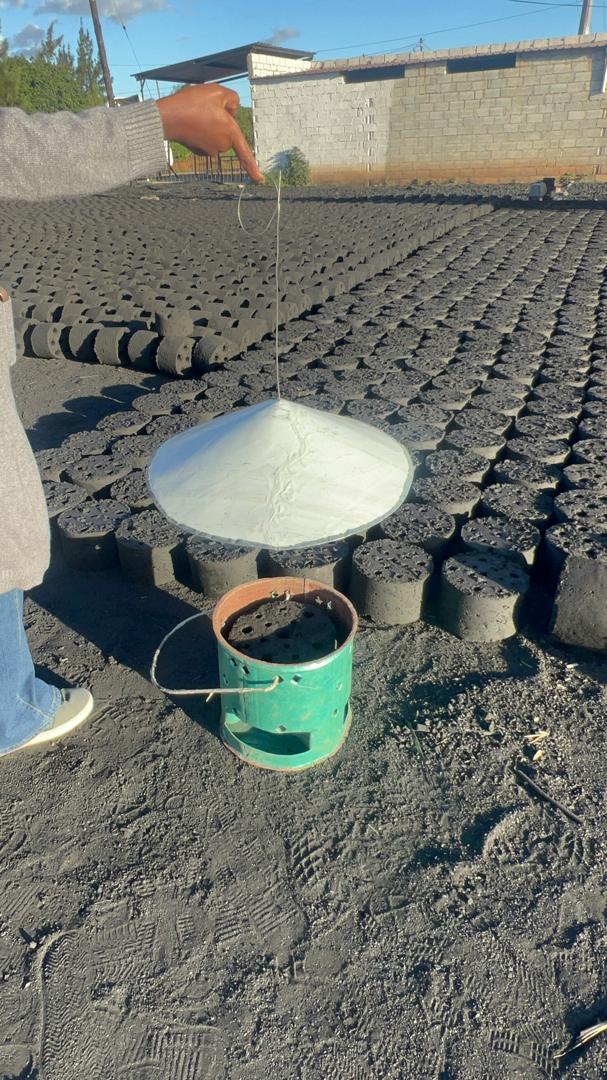 Hand-pressed eco blocks at our yard